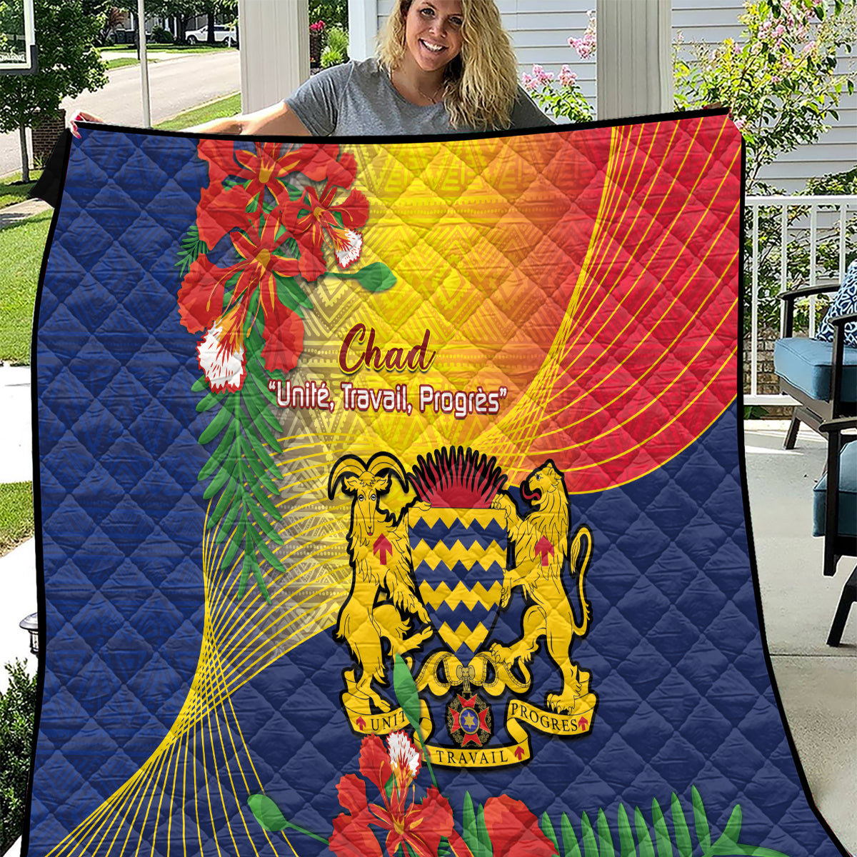 Chad Independence Day Quilt Happy 64 Years Of Independence - Wonder Print Shop