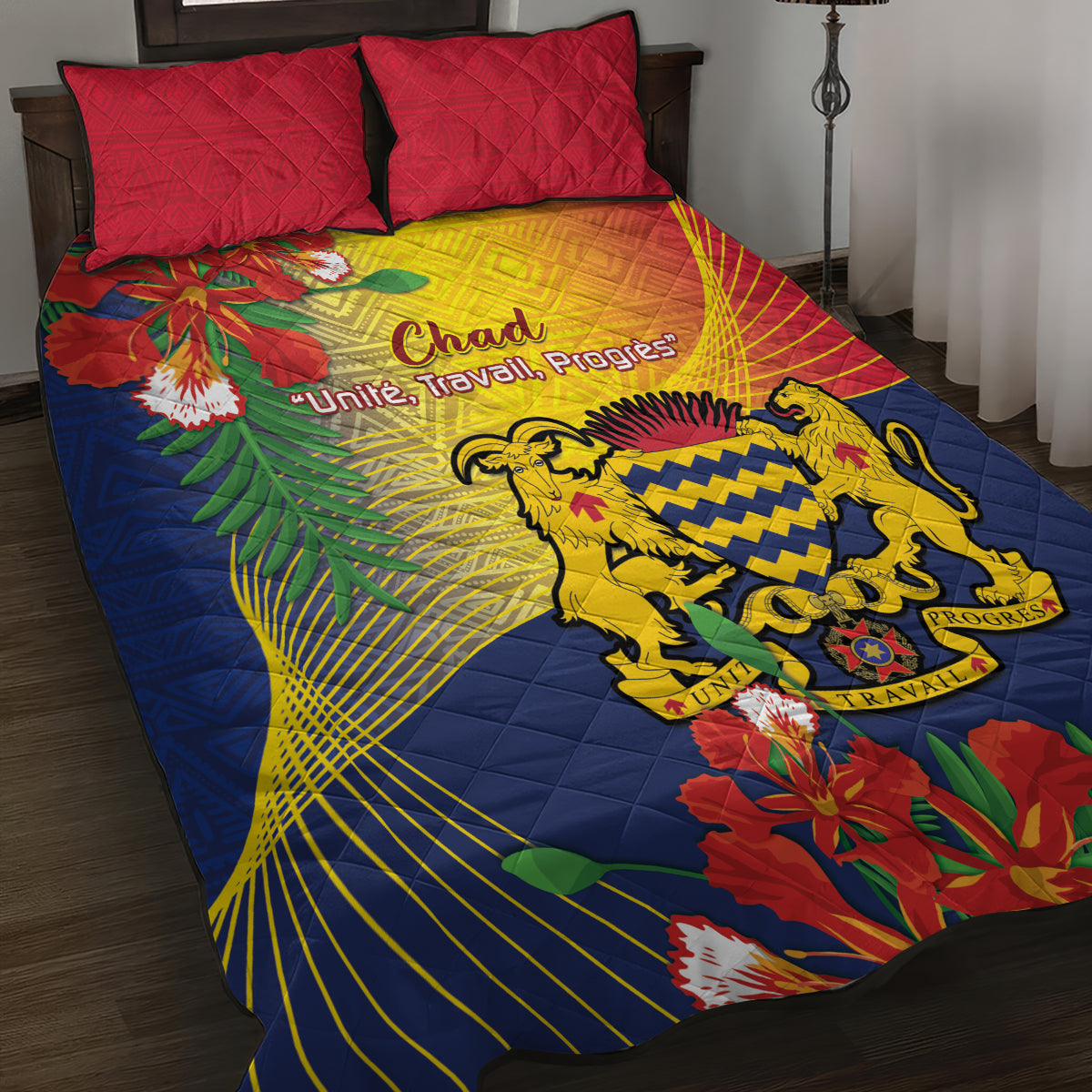 Chad Independence Day Quilt Bed Set Happy 64 Years Of Independence - Wonder Print Shop