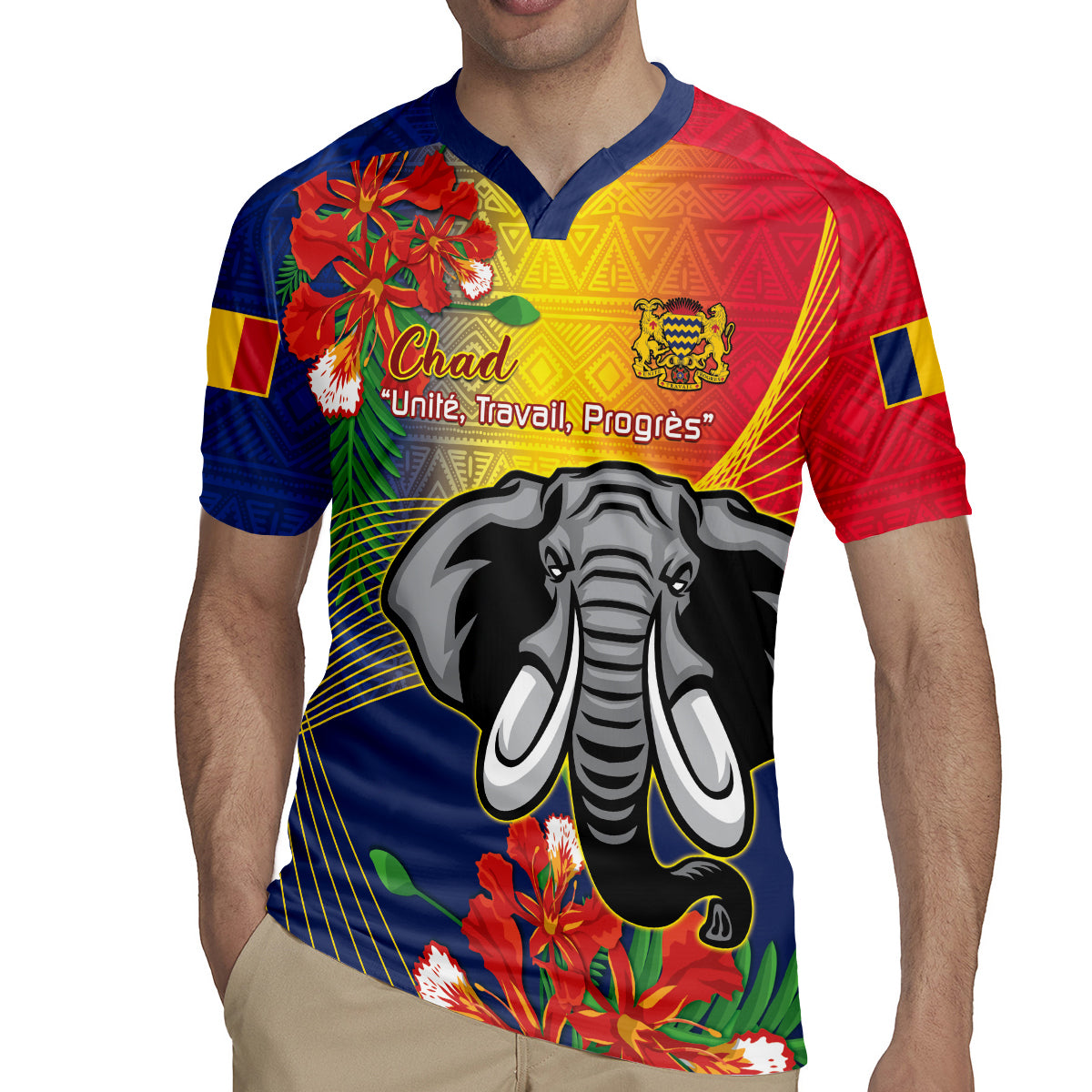 Chad Independence Day Rugby Jersey Happy 64 Years Of Independence - Wonder Print Shop