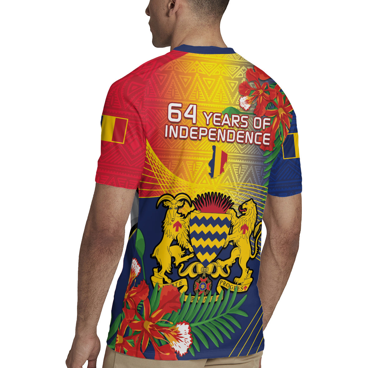 Chad Independence Day Rugby Jersey Happy 64 Years Of Independence - Wonder Print Shop