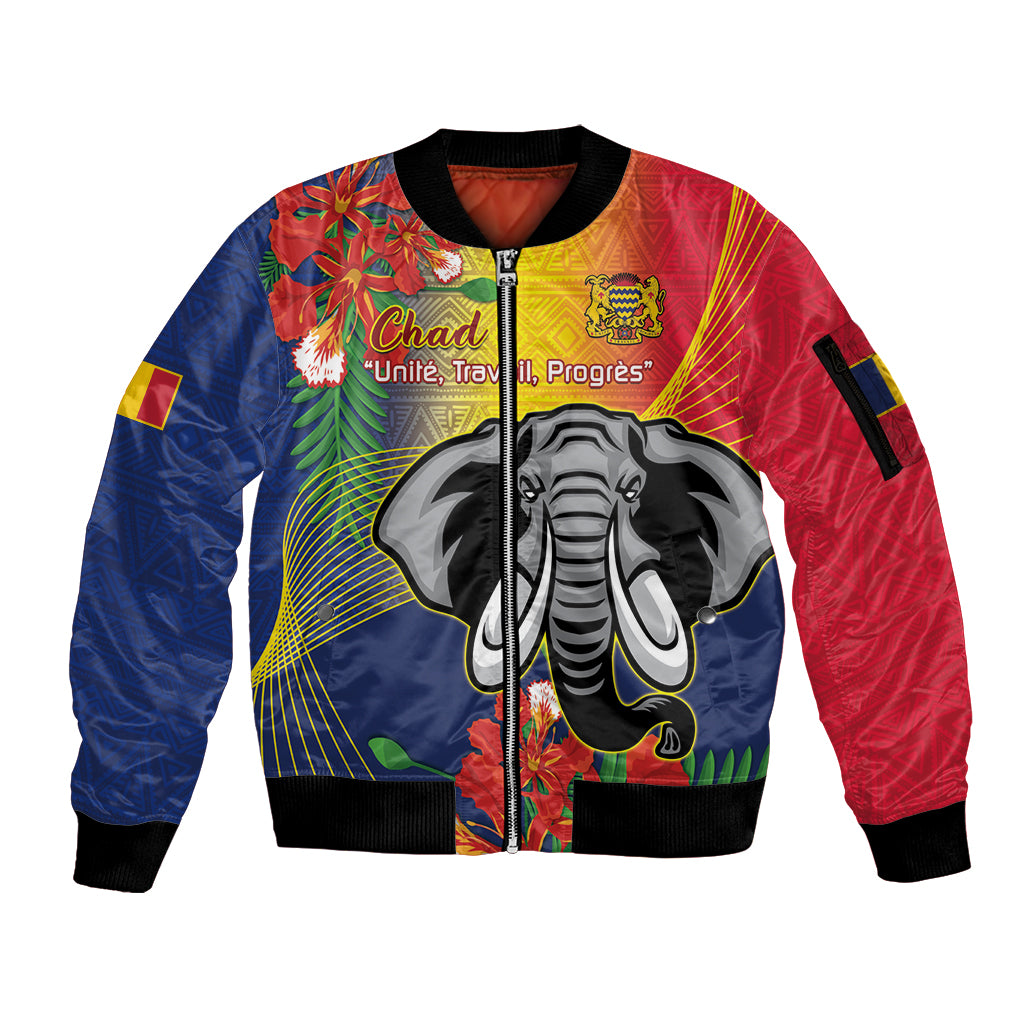 Chad Independence Day Sleeve Zip Bomber Jacket Happy 64 Years Of Independence - Wonder Print Shop
