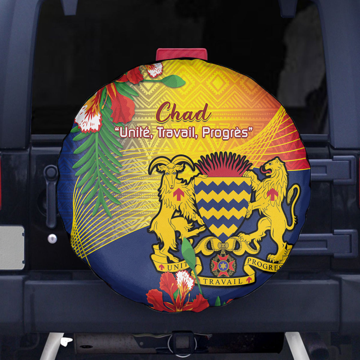 Chad Independence Day Spare Tire Cover Happy 64 Years Of Independence - Wonder Print Shop