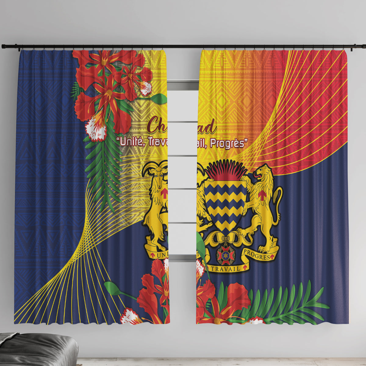 Chad Independence Day Window Curtain Happy 64 Years Of Independence - Wonder Print Shop