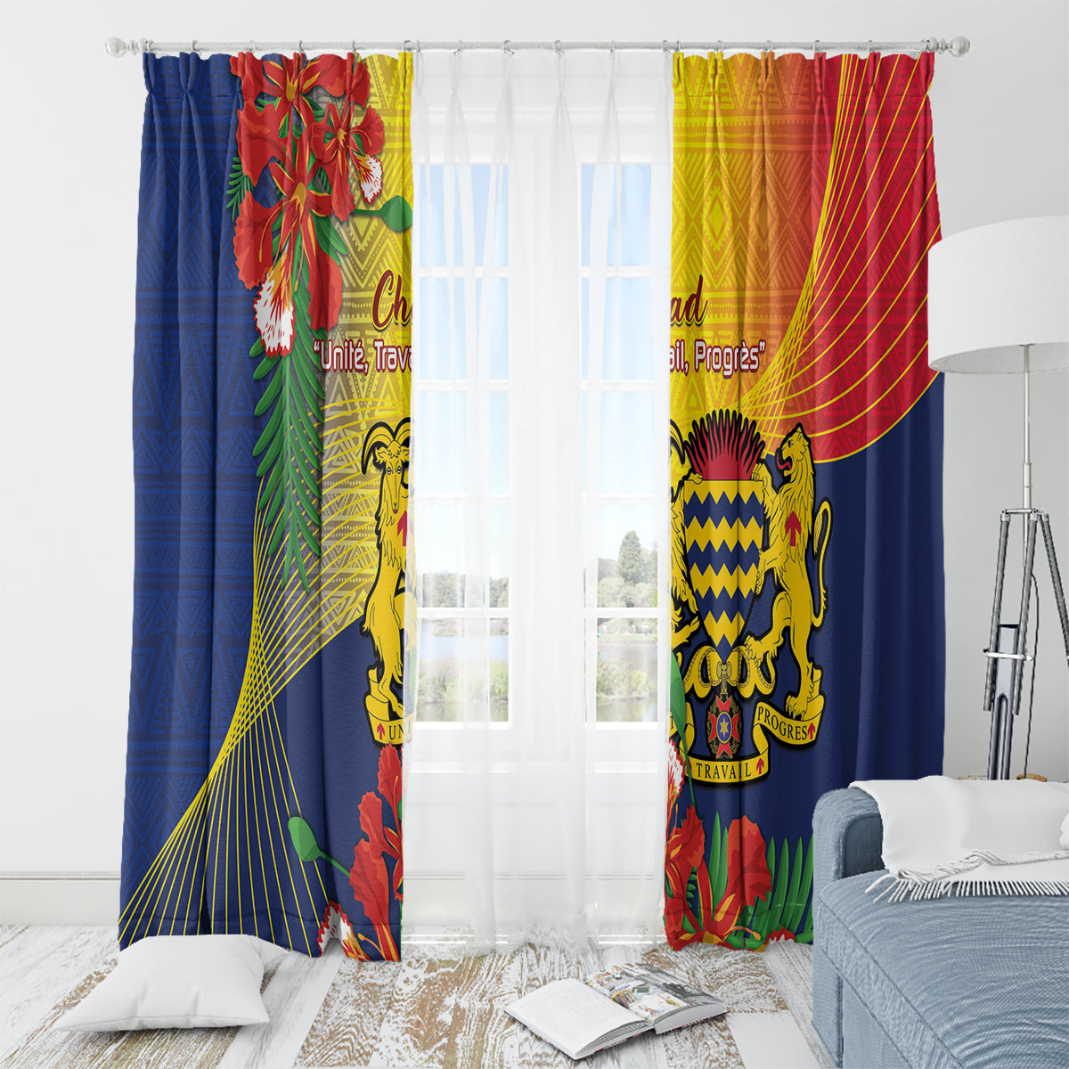 Chad Independence Day Window Curtain Happy 64 Years Of Independence - Wonder Print Shop