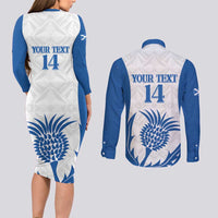 Scotland Rugby 2025 Custom Couples Matching Long Sleeve Bodycon Dress and Long Sleeve Button Shirt Come On Thistle