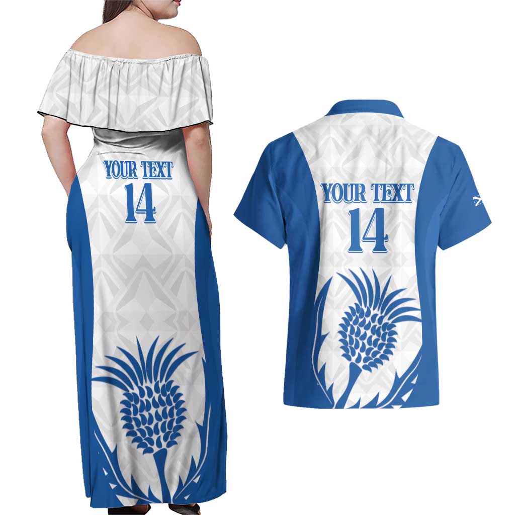Scotland Rugby 2025 Custom Couples Matching Off Shoulder Maxi Dress and Hawaiian Shirt Come On Thistle
