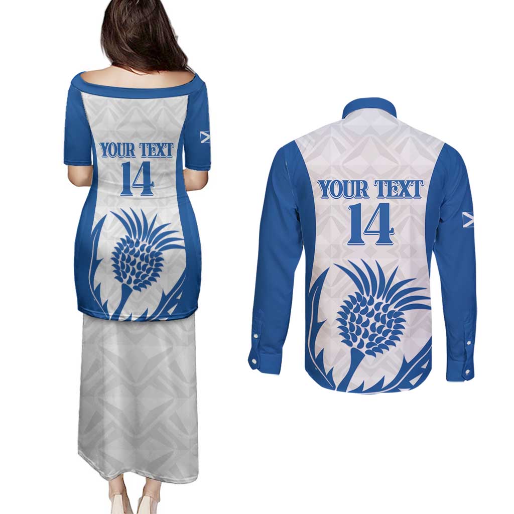 Scotland Rugby 2025 Custom Couples Matching Puletasi and Long Sleeve Button Shirt Come On Thistle