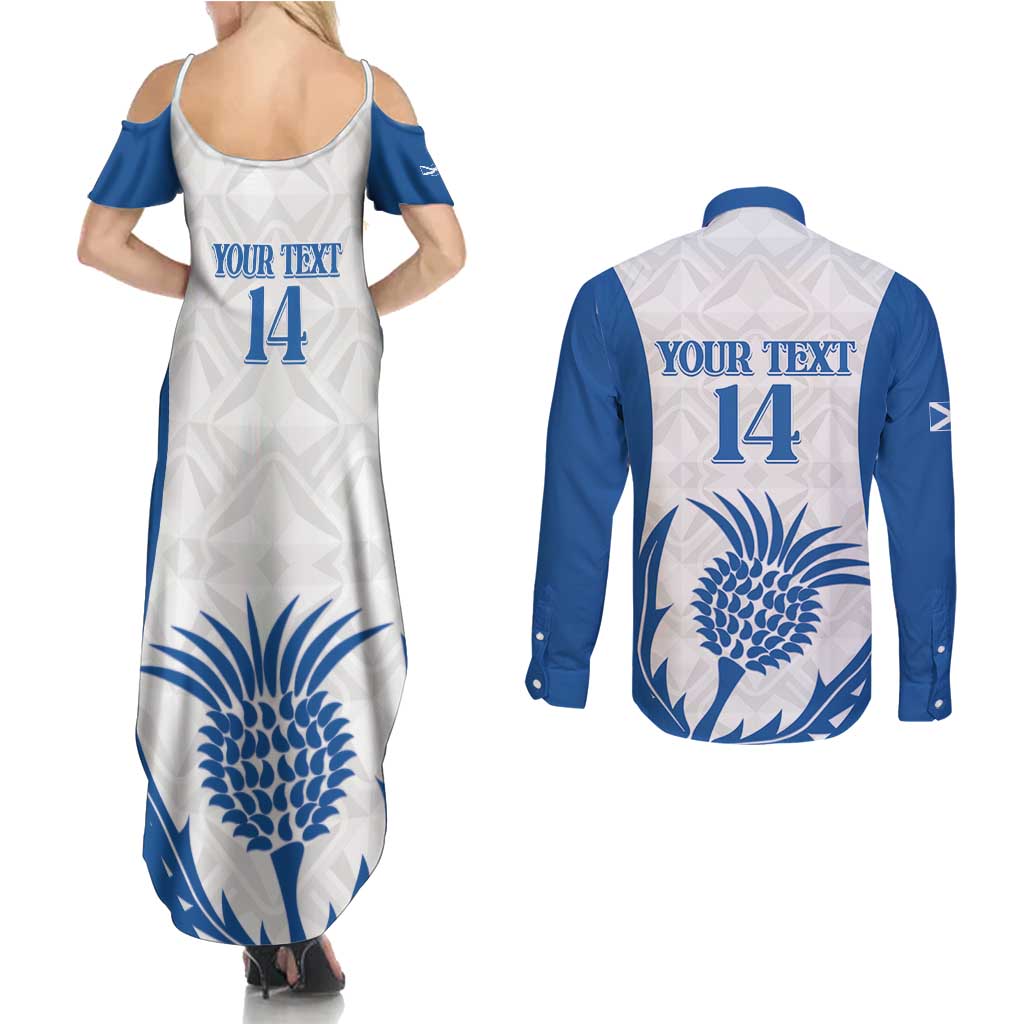 Scotland Rugby 2025 Custom Couples Matching Summer Maxi Dress and Long Sleeve Button Shirt Come On Thistle