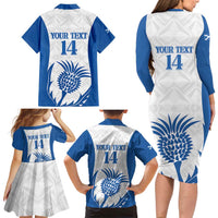 Scotland Rugby 2025 Custom Family Matching Long Sleeve Bodycon Dress and Hawaiian Shirt Come On Thistle