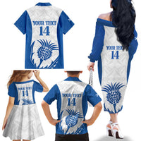 Scotland Rugby 2025 Custom Family Matching Off The Shoulder Long Sleeve Dress and Hawaiian Shirt Come On Thistle