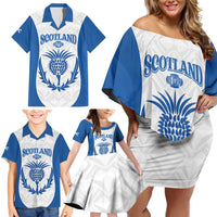 Scotland Rugby 2025 Custom Family Matching Off Shoulder Short Dress and Hawaiian Shirt Come On Thistle
