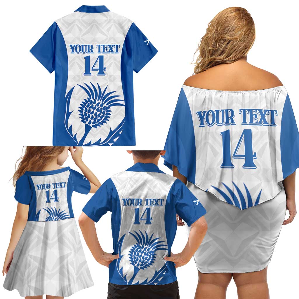 Scotland Rugby 2025 Custom Family Matching Off Shoulder Short Dress and Hawaiian Shirt Come On Thistle