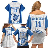 Scotland Rugby 2025 Custom Family Matching Off Shoulder Short Dress and Hawaiian Shirt Come On Thistle