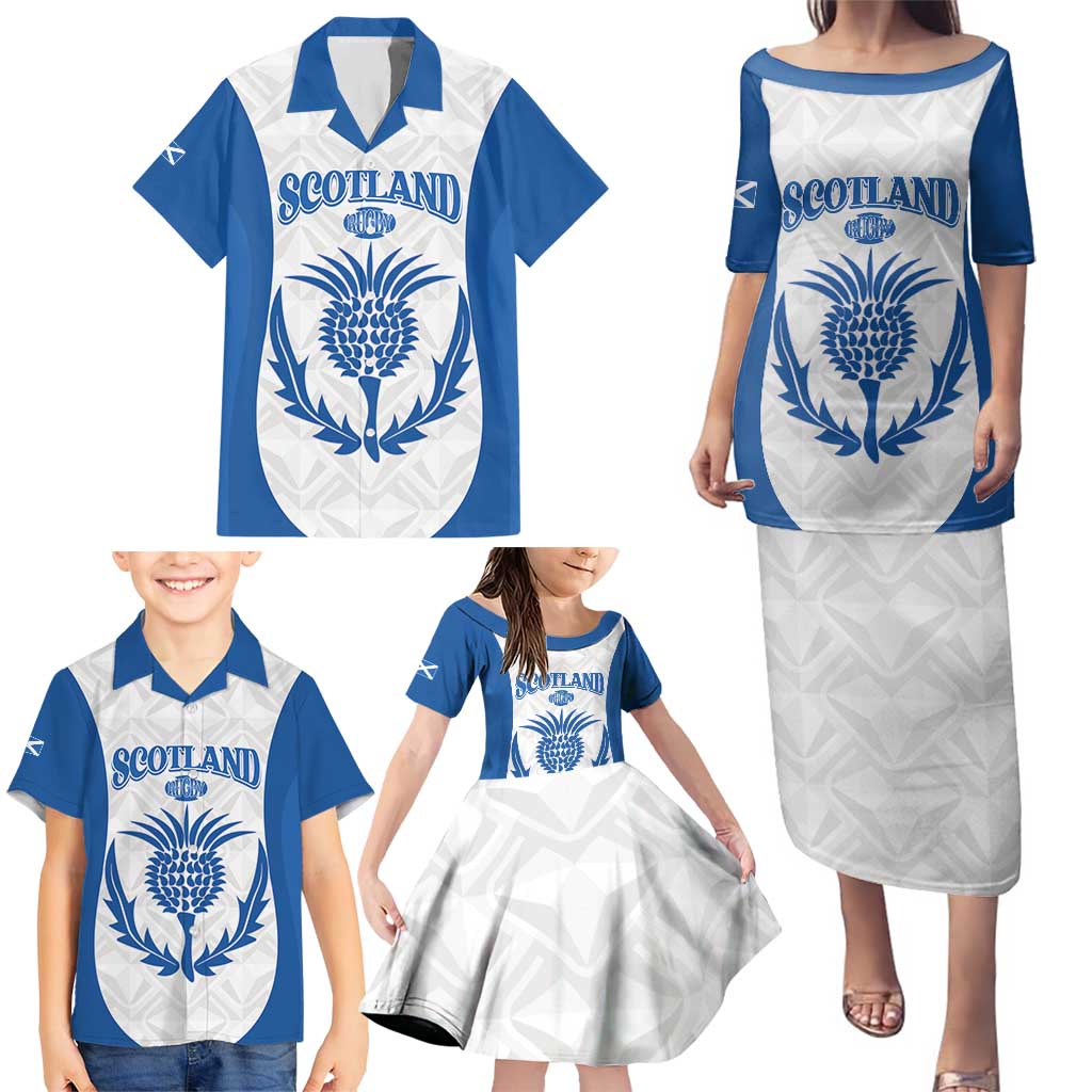 Scotland Rugby 2025 Custom Family Matching Puletasi and Hawaiian Shirt Come On Thistle