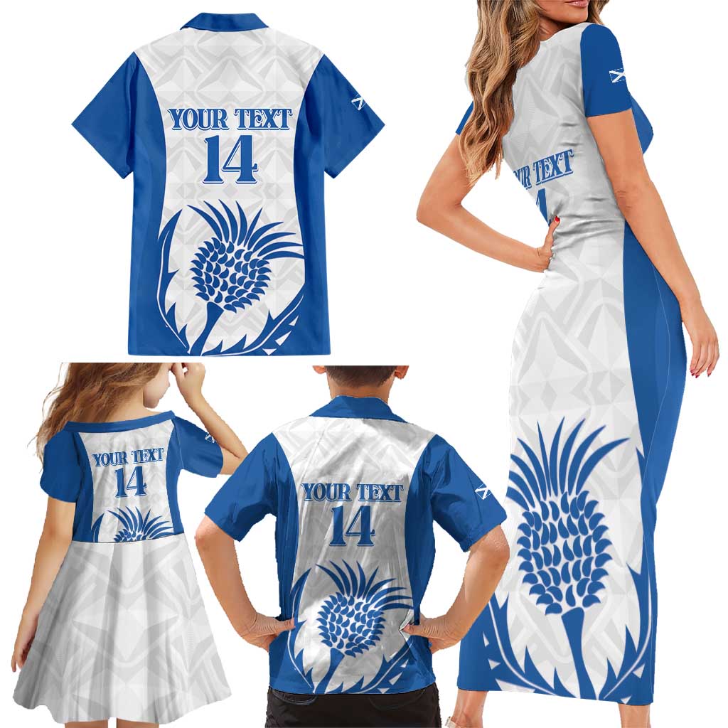 Scotland Rugby 2025 Custom Family Matching Short Sleeve Bodycon Dress and Hawaiian Shirt Come On Thistle