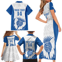 Scotland Rugby 2025 Custom Family Matching Short Sleeve Bodycon Dress and Hawaiian Shirt Come On Thistle