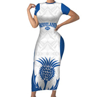 Scotland Rugby 2025 Custom Family Matching Short Sleeve Bodycon Dress and Hawaiian Shirt Come On Thistle