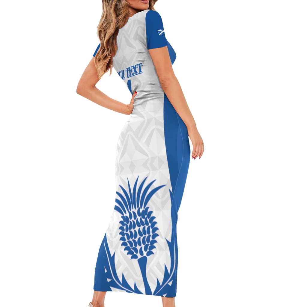 Scotland Rugby 2025 Custom Family Matching Short Sleeve Bodycon Dress and Hawaiian Shirt Come On Thistle