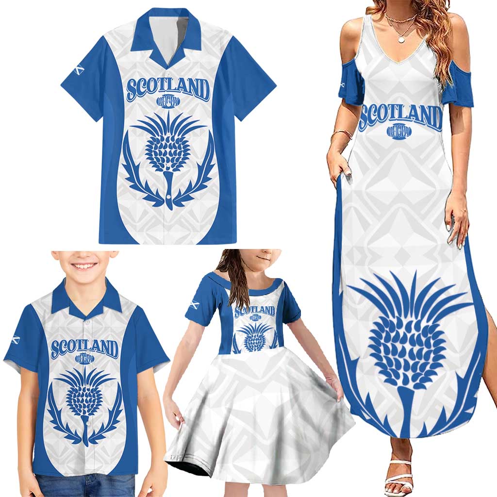 Scotland Rugby 2025 Custom Family Matching Summer Maxi Dress and Hawaiian Shirt Come On Thistle