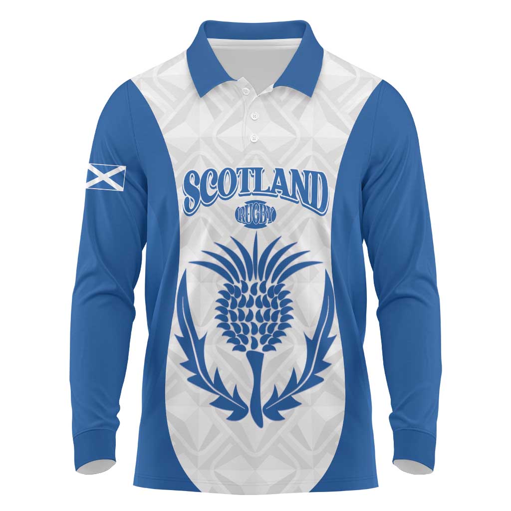 Scotland Rugby 2025 Custom Long Sleeve Polo Shirt Come On Thistle