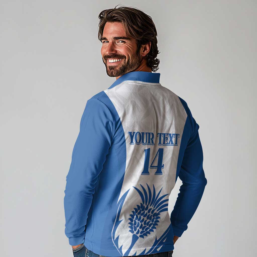 Scotland Rugby 2025 Custom Long Sleeve Polo Shirt Come On Thistle
