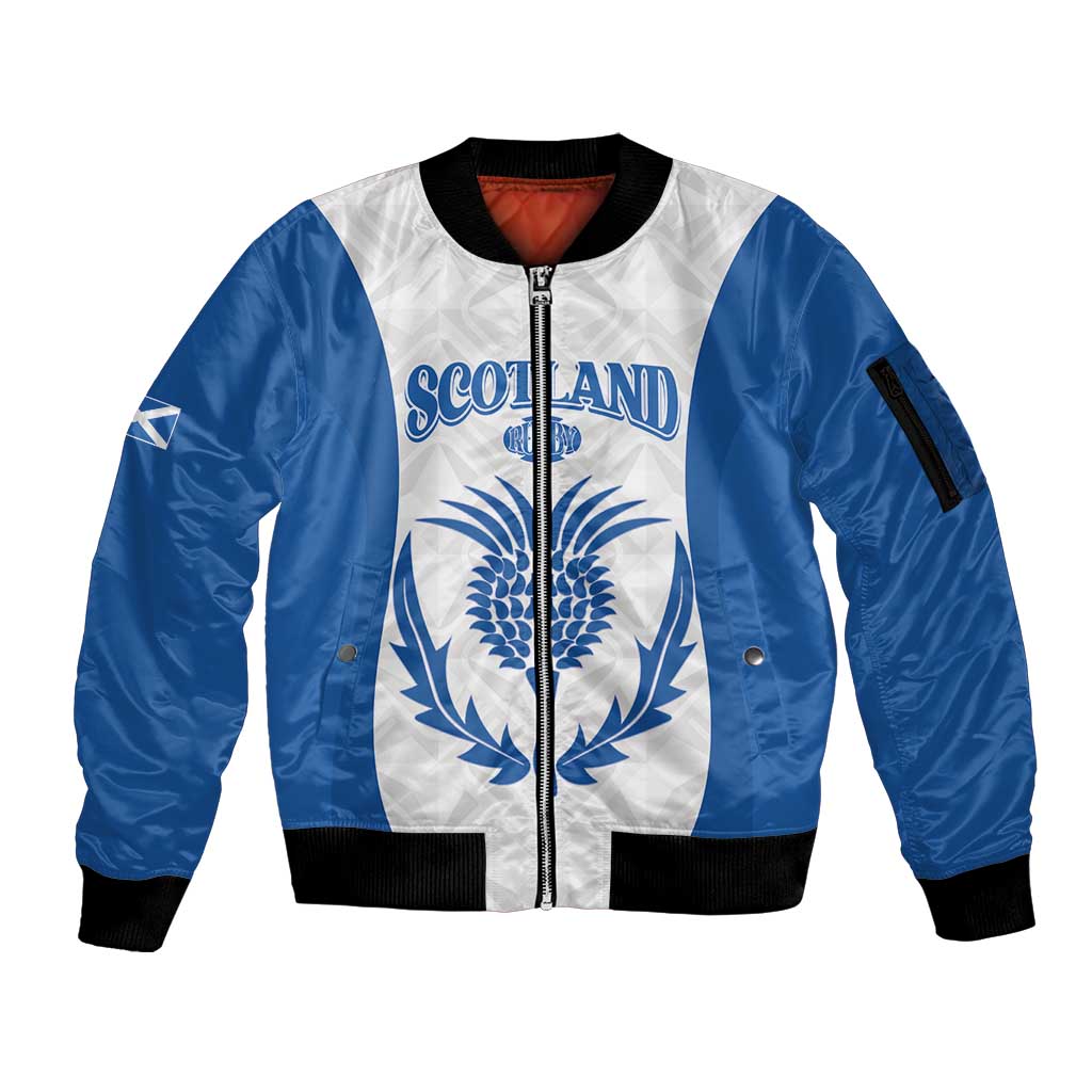 Scotland Rugby 2025 Custom Sleeve Zip Bomber Jacket Come On Thistle
