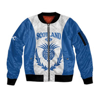 Scotland Rugby 2025 Custom Sleeve Zip Bomber Jacket Come On Thistle