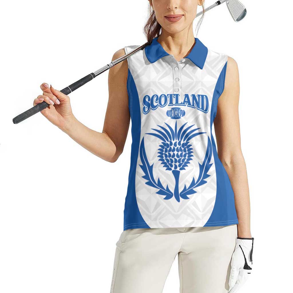 Scotland Rugby 2025 Custom Women Sleeveless Polo Shirt Come On Thistle