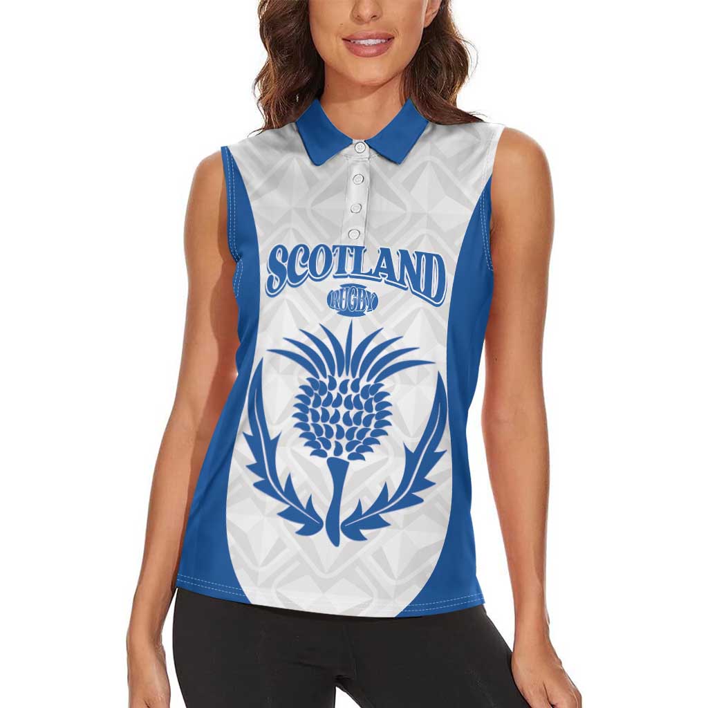 Scotland Rugby 2025 Custom Women Sleeveless Polo Shirt Come On Thistle