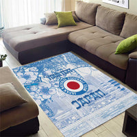 Custom Japan Football Area Rug Go Samurai Blue Sakura Tokyo Style