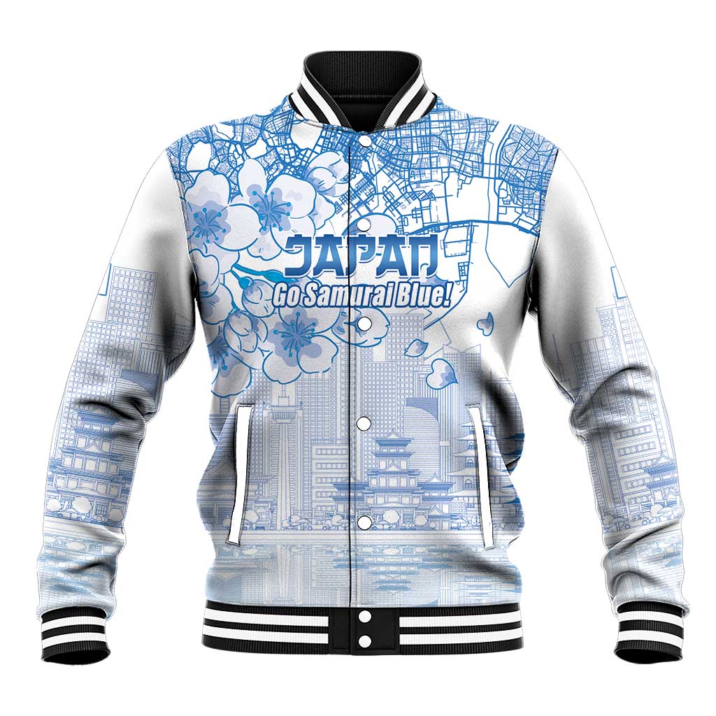 Custom Japan Football Baseball Jacket Go Samurai Blue Sakura Tokyo Style