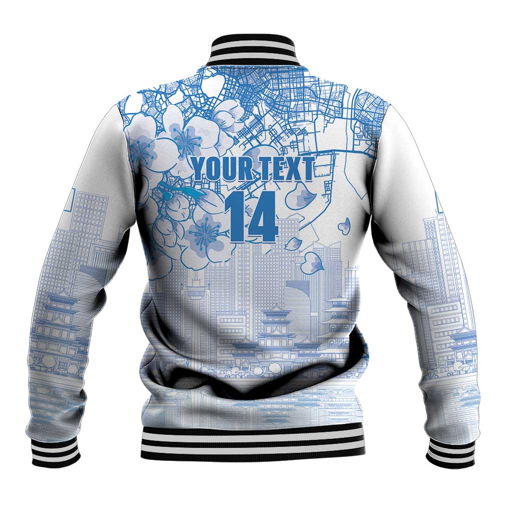 Custom Japan Football Baseball Jacket Go Samurai Blue Sakura Tokyo Style