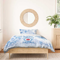 Custom Japan Football Bedding Set Go Samurai Blue Sakura Tokyo Style