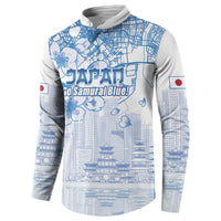 Custom Japan Football Button Sweatshirt Go Samurai Blue Sakura Tokyo Style