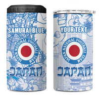 Custom Japan Football 4 in 1 Can Cooler Tumbler Go Samurai Blue Sakura Tokyo Style