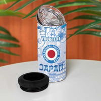 Custom Japan Football 4 in 1 Can Cooler Tumbler Go Samurai Blue Sakura Tokyo Style