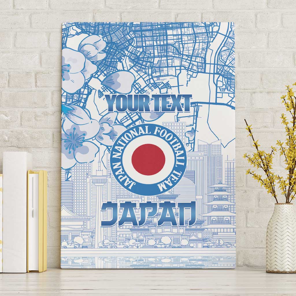 Custom Japan Football Canvas Wall Art Go Samurai Blue Sakura Tokyo Style