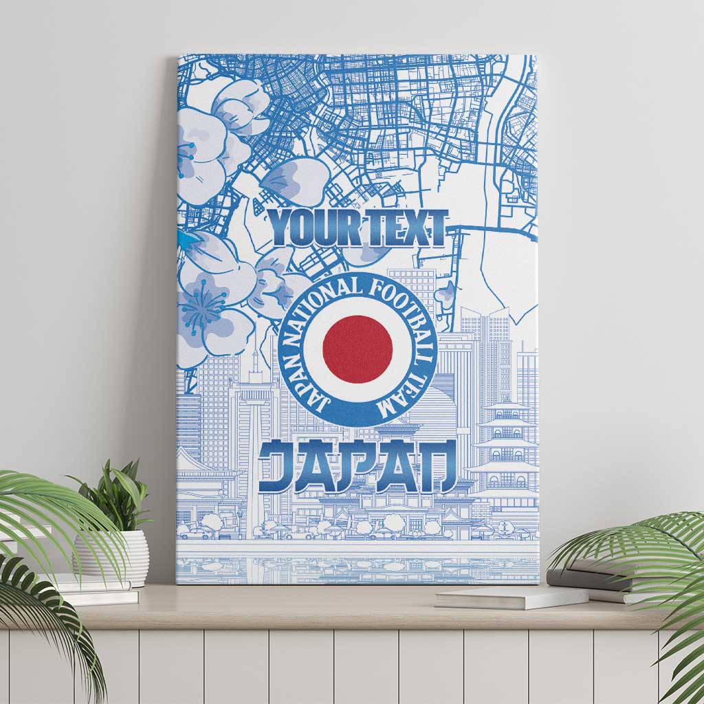 Custom Japan Football Canvas Wall Art Go Samurai Blue Sakura Tokyo Style