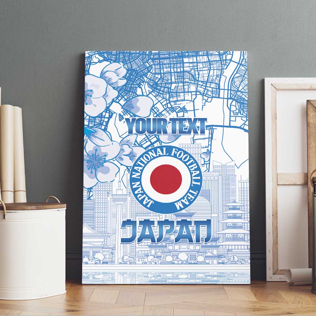 Custom Japan Football Canvas Wall Art Go Samurai Blue Sakura Tokyo Style
