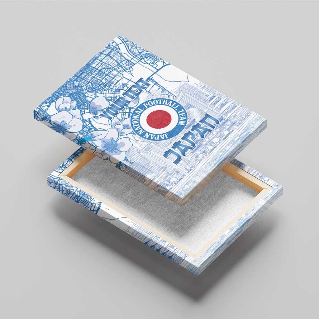 Custom Japan Football Canvas Wall Art Go Samurai Blue Sakura Tokyo Style