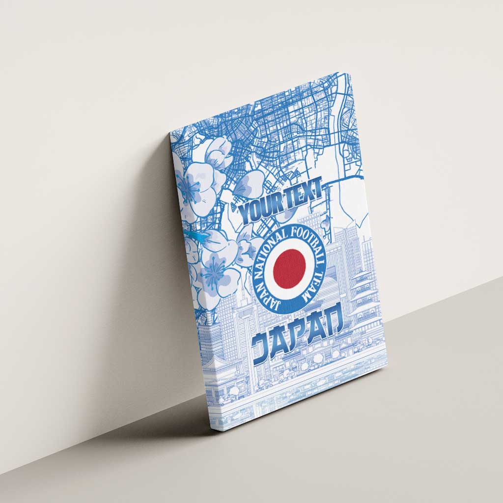 Custom Japan Football Canvas Wall Art Go Samurai Blue Sakura Tokyo Style