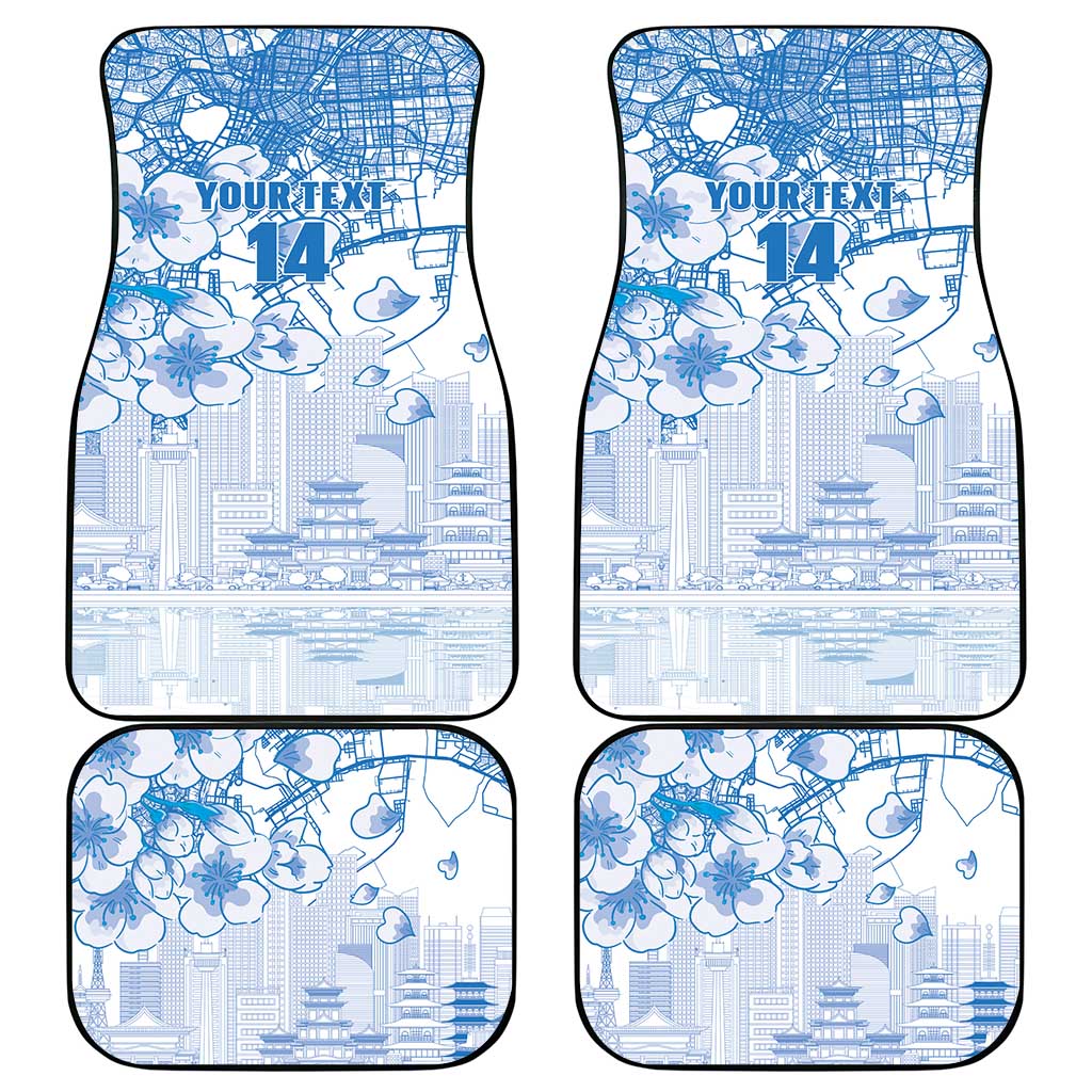 Custom Japan Football Car Mats Go Samurai Blue Sakura Tokyo Style