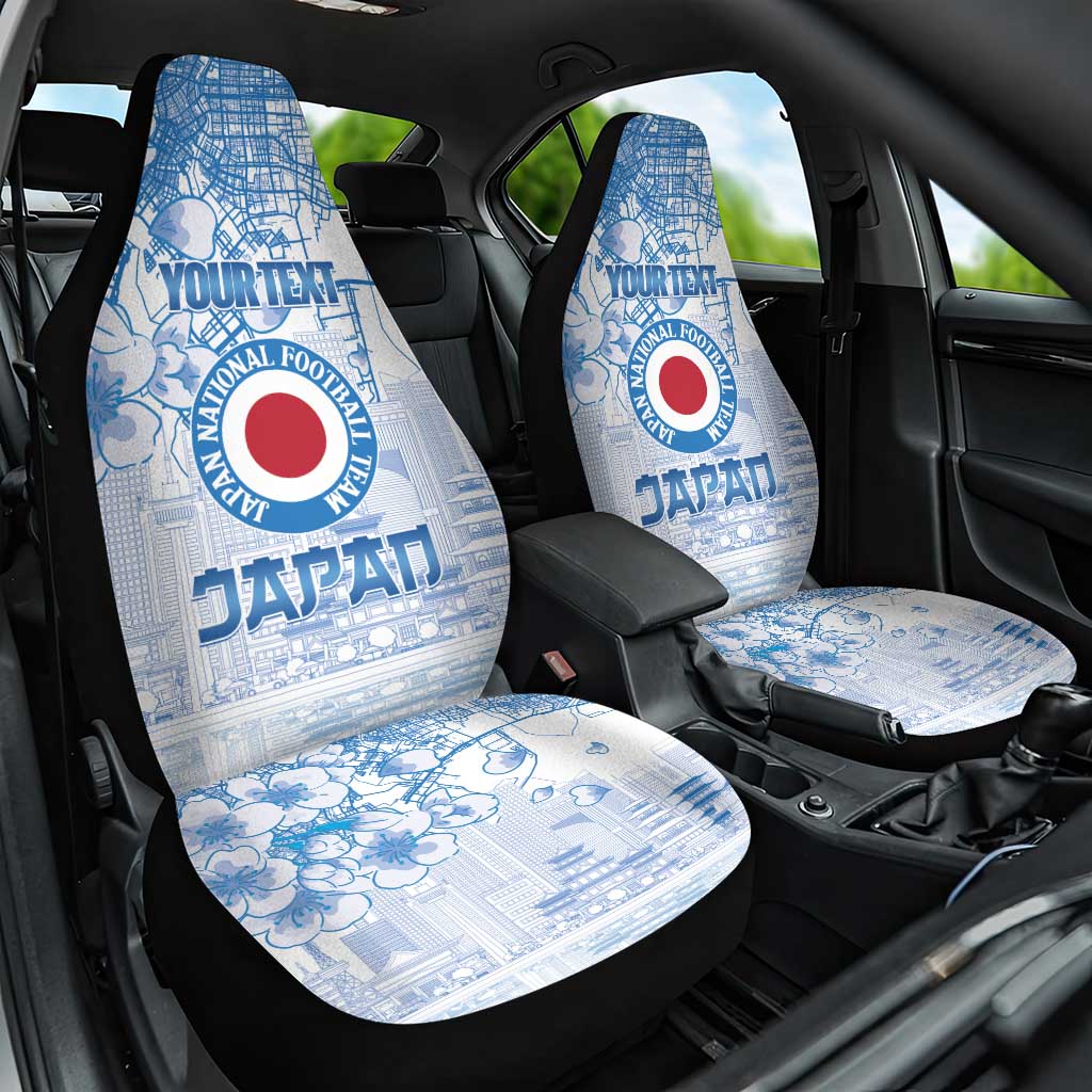 Custom Japan Football Car Seat Cover Go Samurai Blue Sakura Tokyo Style