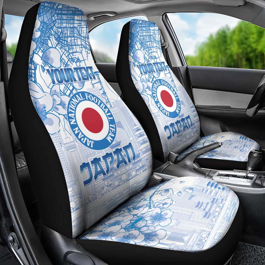 Custom Japan Football Car Seat Cover Go Samurai Blue Sakura Tokyo Style