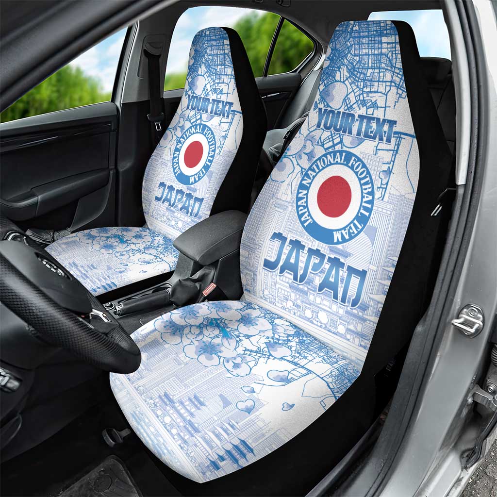 Custom Japan Football Car Seat Cover Go Samurai Blue Sakura Tokyo Style