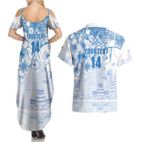 Custom Japan Football Couples Matching Summer Maxi Dress and Hawaiian Shirt Go Samurai Blue Sakura Tokyo Style