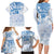 Custom Japan Football Family Matching Long Sleeve Bodycon Dress and Hawaiian Shirt Go Samurai Blue Sakura Tokyo Style