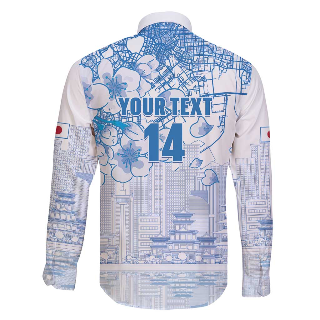 Custom Japan Football Family Matching Long Sleeve Bodycon Dress and Hawaiian Shirt Go Samurai Blue Sakura Tokyo Style