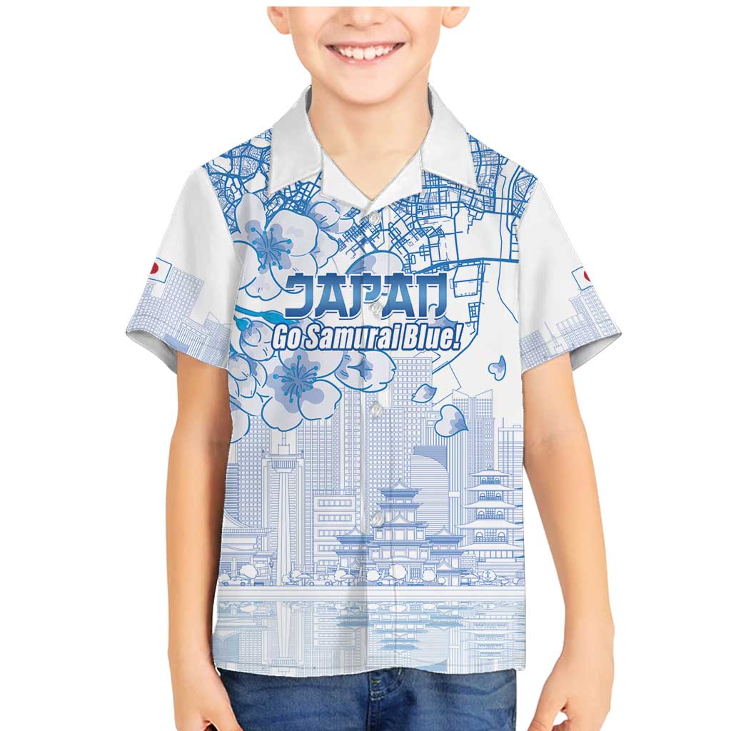 Custom Japan Football Family Matching Mermaid Dress and Hawaiian Shirt Go Samurai Blue Sakura Tokyo Style