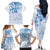 Custom Japan Football Family Matching Off The Shoulder Long Sleeve Dress and Hawaiian Shirt Go Samurai Blue Sakura Tokyo Style